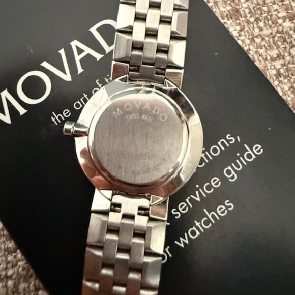 Movado Faceto Diamond Black Dial Watch – Model 0605586 – Timeless Luxury for Her - Picture 2 of 3